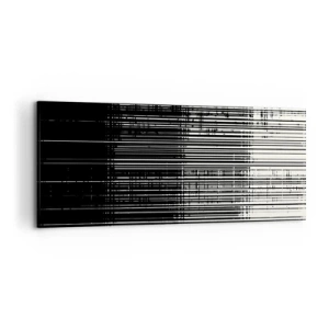 Bild auf Leinwand - Leinwandbild - Abstrakte Linienkomposition in kontrastierendem Schwarz und Weiß - 120x50cm - Wellen und Vibrationen - Moderne Wanddekoration für Wohnzimmer und Schlafzimmer ARTTOR