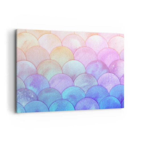 Bild auf Leinwand - Leinwandbild - Abstrakte Schuppen in Pastelltönen - 120x80cm - Perlenschuppe - Moderne Wanddekoration für Wohnzimmer und Schlafzimmer ARTTOR