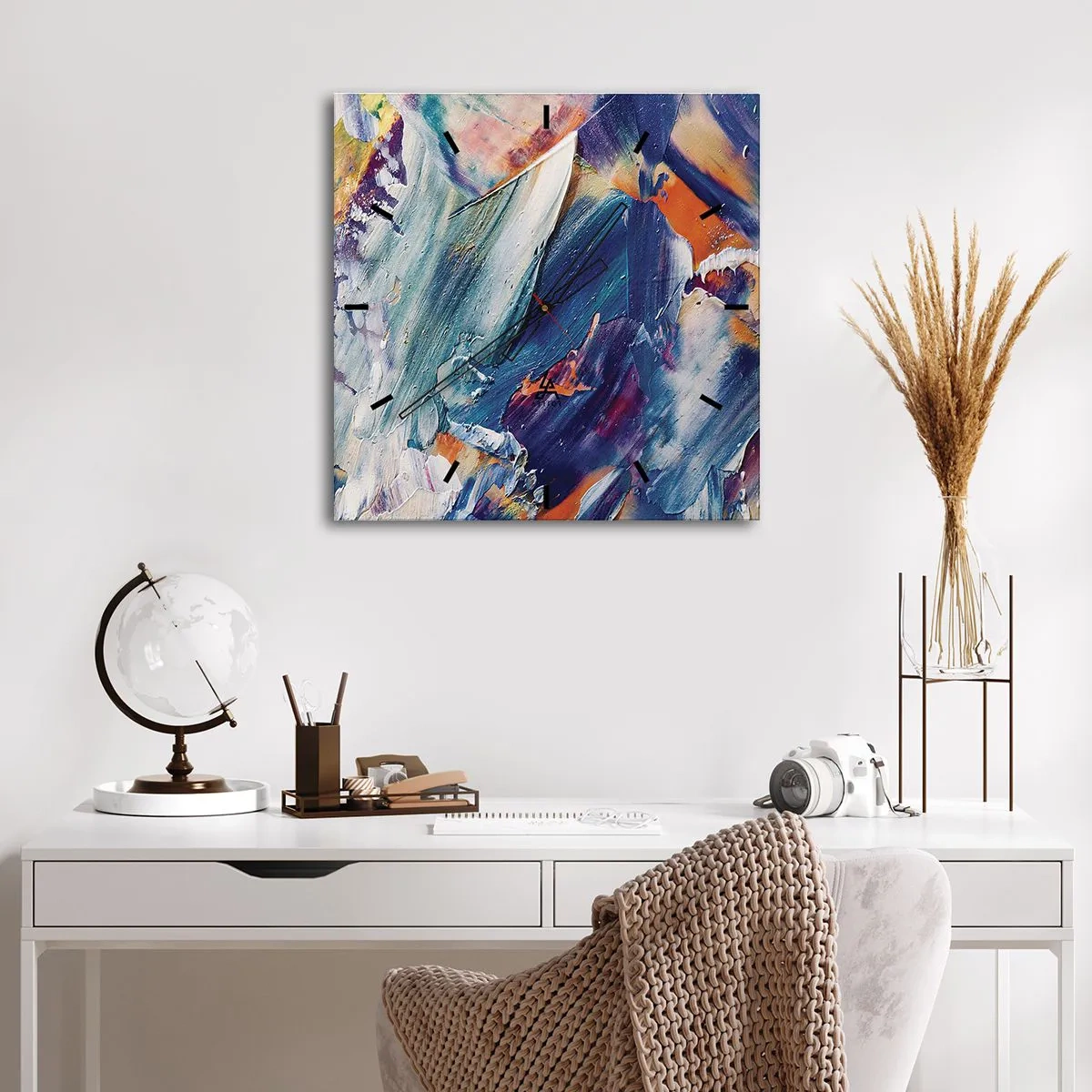 Wanduhr - Glasuhr - Farbverwirrung - 30x30 cm