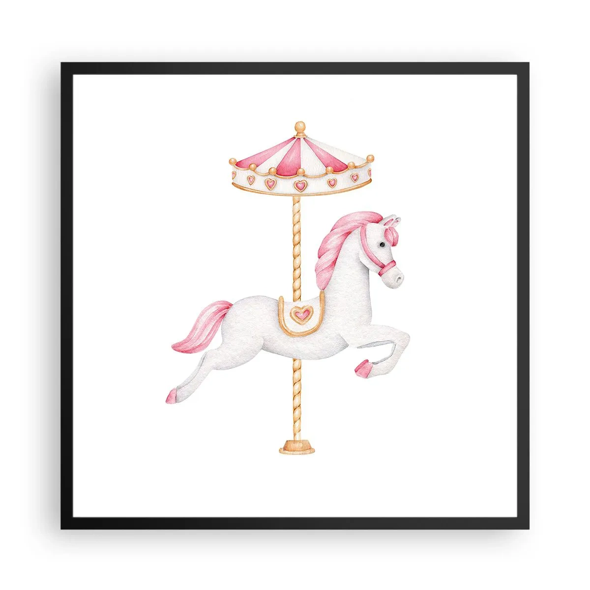 Poster in einem schwarzem Rahmen - Er legte los - 60x60 cm