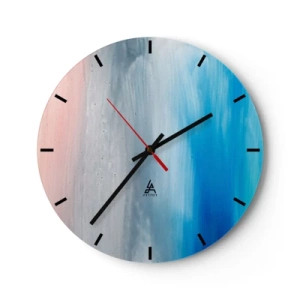 Wanduhr - Glasuhr - Pastellfarben wechseln von Rosa über Grau zu intensivem Blau - 30x30cm - Elemente: Luft - Moderne Wanddekoration für Wohnzimmer, Küche und Schlafzimmer ARTTOR