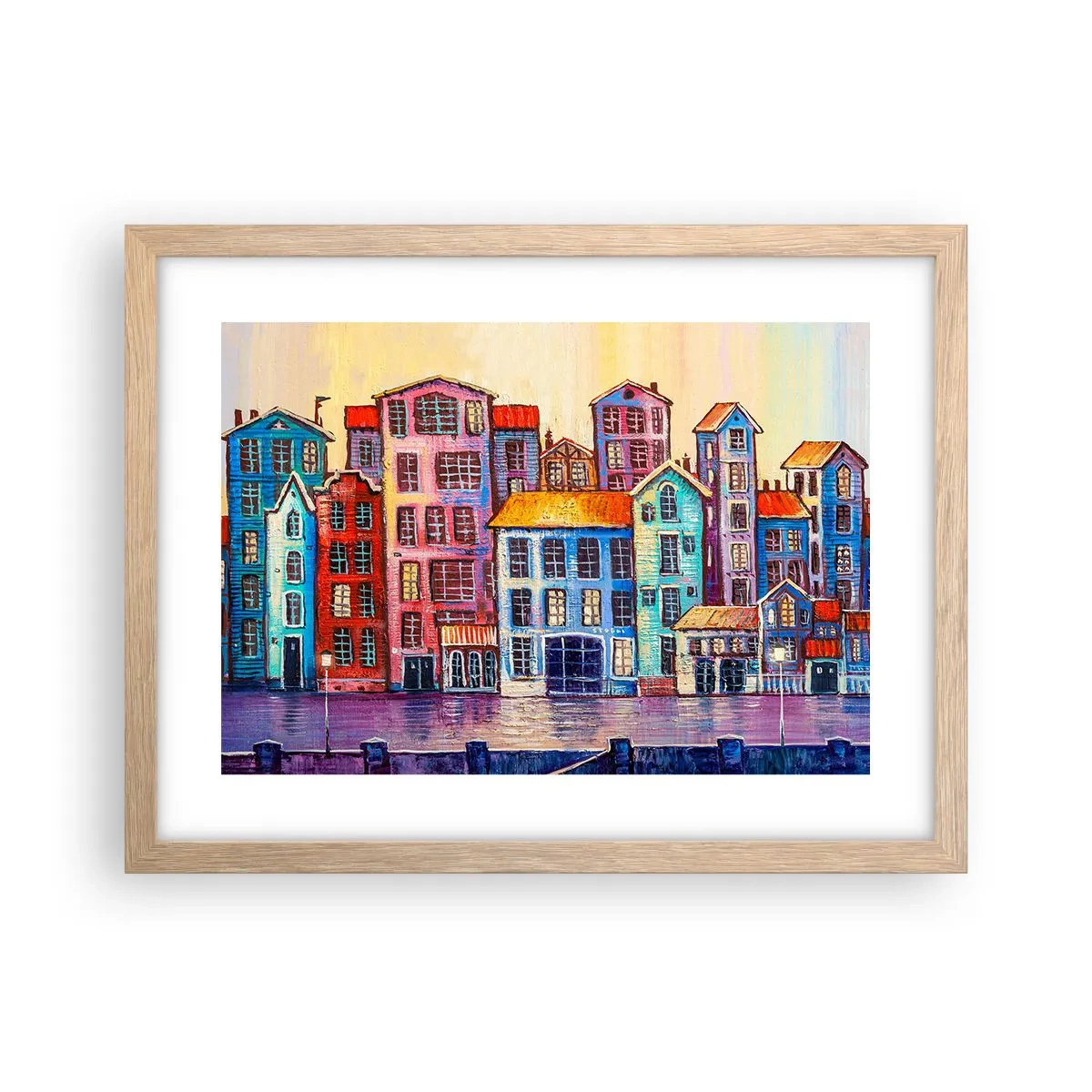Poster in einem Rahmen aus heller Eiche - Stadt wie aus einem Märchen - 40x30 cm