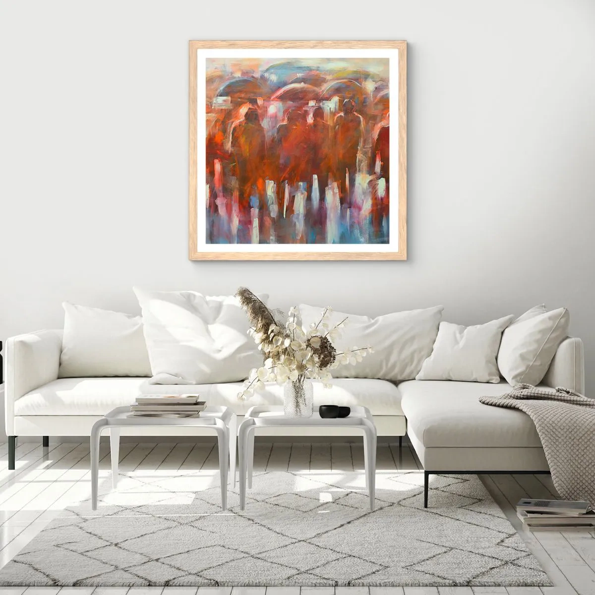 Poster in einem Rahmen aus heller Eiche - Auch bei Regen und Nebel - 40x40 cm