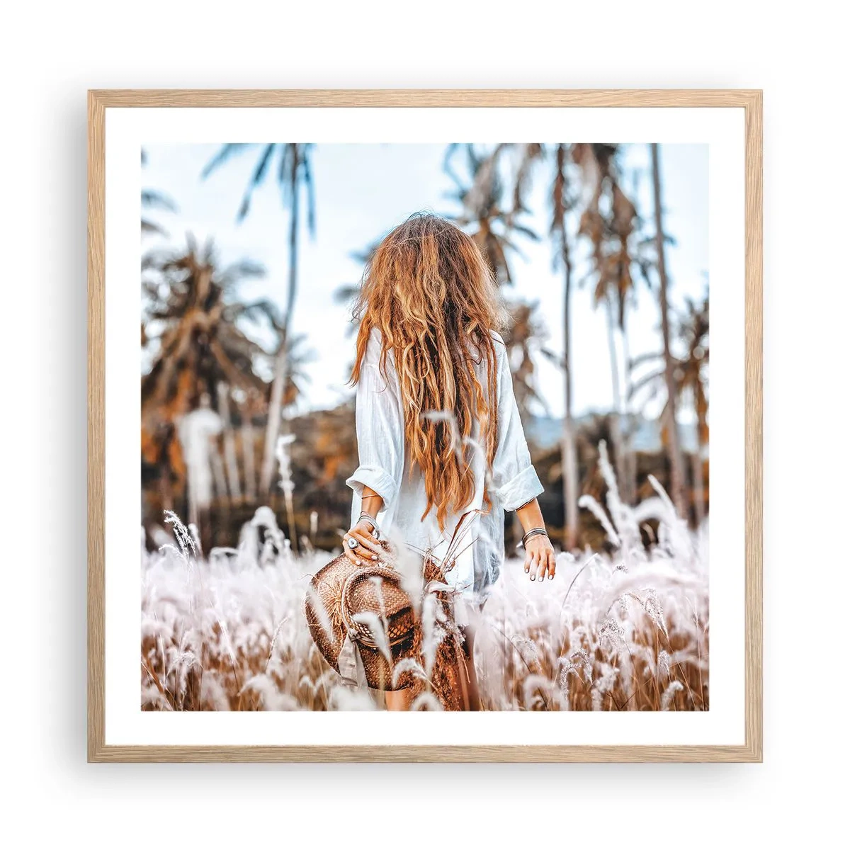 Poster in einem Rahmen aus heller Eiche - Geboren aus Grasflaum - 60x60 cm