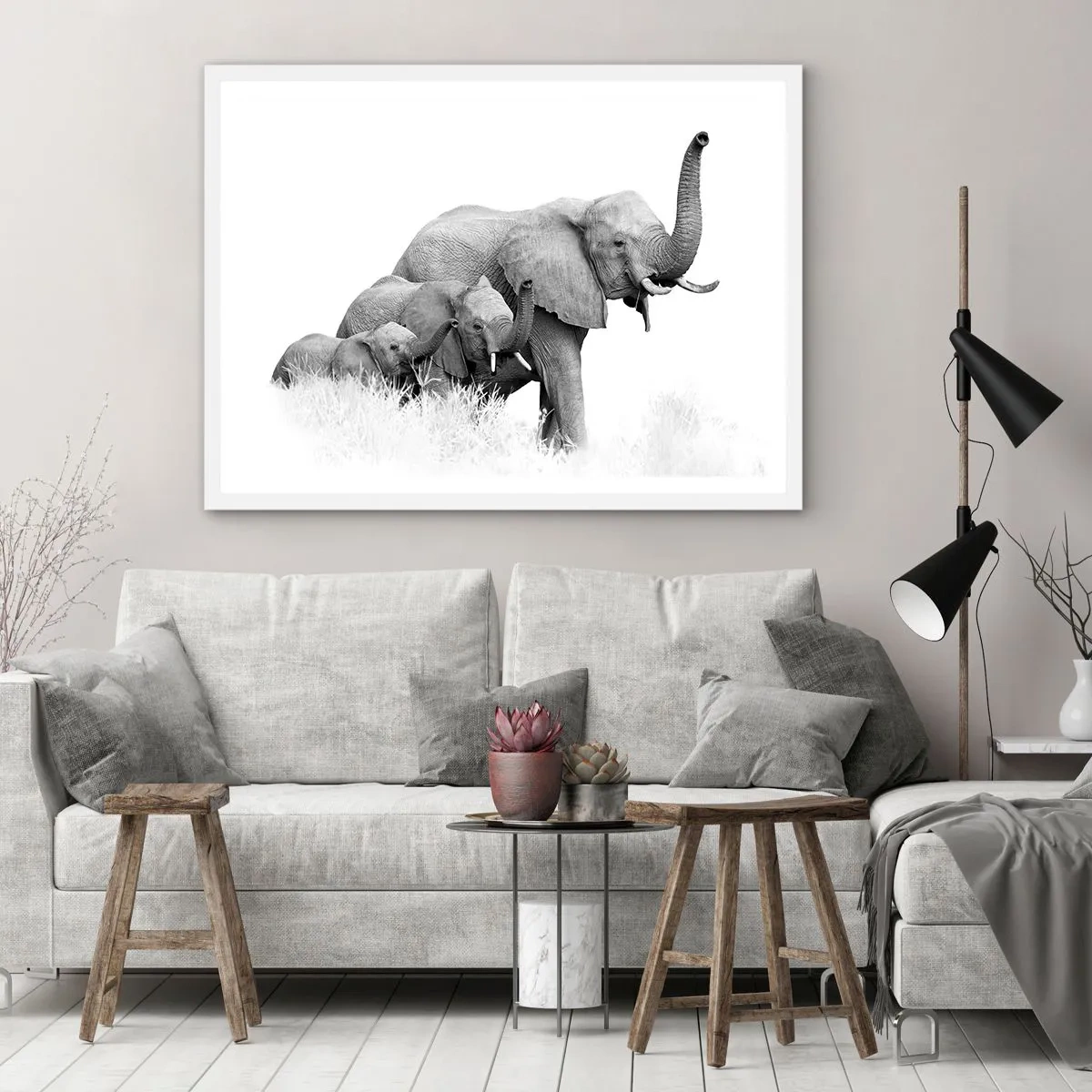 Poster in einem weißen Rahmen - Eins zwei drei - 50x40 cm