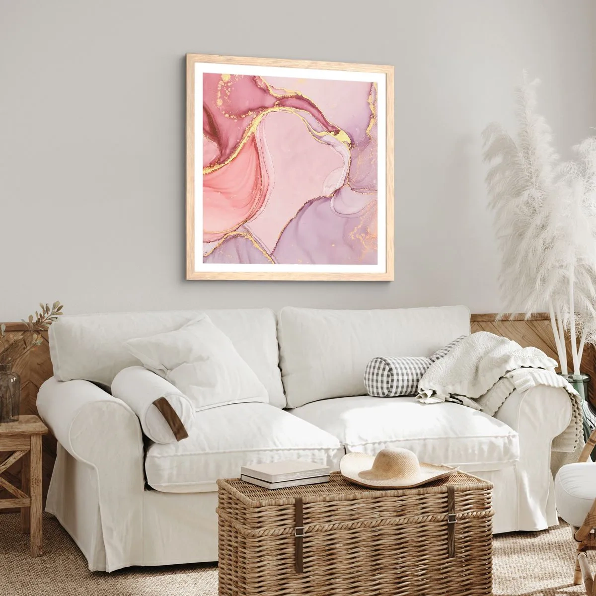 Poster in einem Rahmen aus heller Eiche - Eine Liebkosung der Farben - 40x40 cm