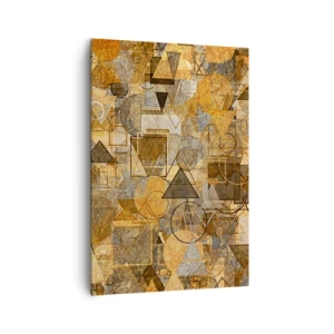 Bild auf Leinwand - Leinwandbild - Abstrakte geometrische Muster in Goldtönen - 70x100cm - Die Welt in Form - Moderne Wanddekoration für Wohnzimmer und Schlafzimmer ARTTOR