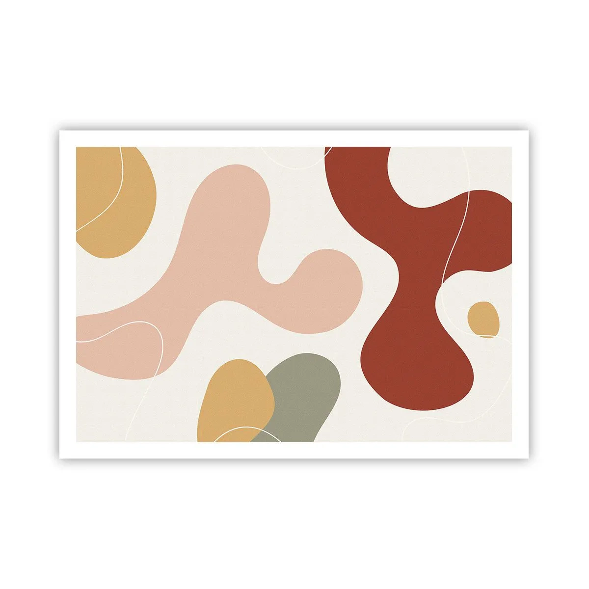 Poster - Eine abstrakte Komposition in Pastelltönen mit dynamischen Formen. - 100x70cm - Kringel oder Schnörkel? - Moderne Wanddekoration für Wohnzimmer und Schlafzimmer ARTTOR