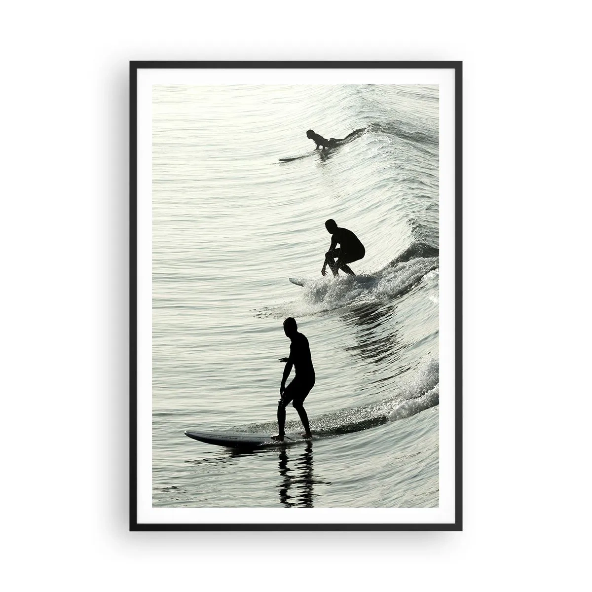 Poster in einem schwarzem Rahmen - Gegen die Welle - 70x100 cm