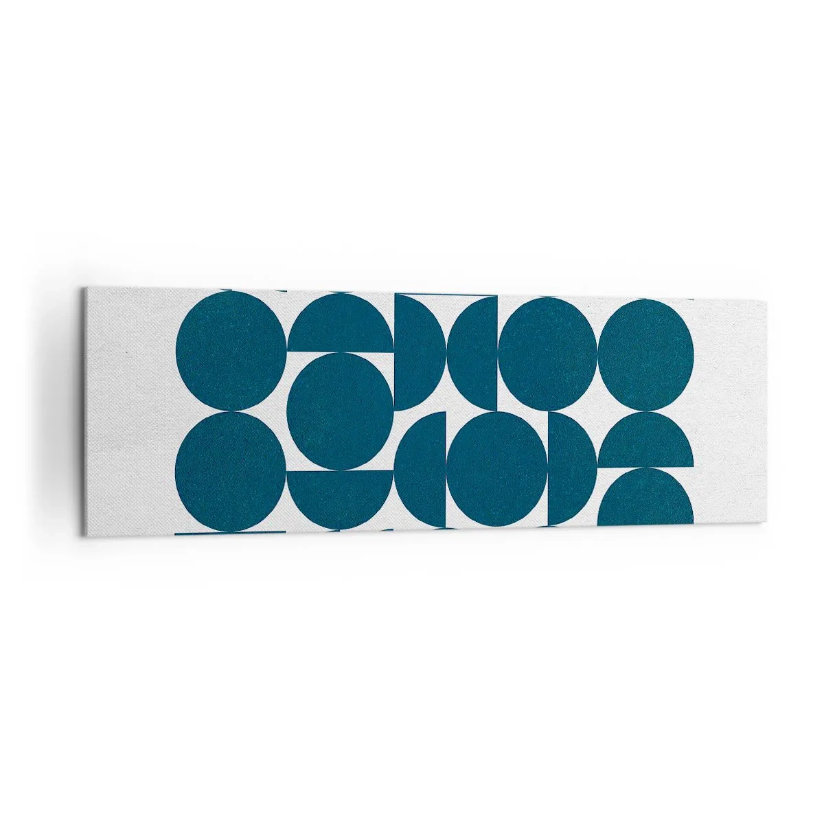 Bild auf Leinwand - Leinwandbild - Geometrische Formen in Marineblautönen auf weißem Hintergrund - 160x50cm - Kreise und Halbkreise - Moderne Wanddekoration für Wohnzimmer und Schlafzimmer ARTTOR