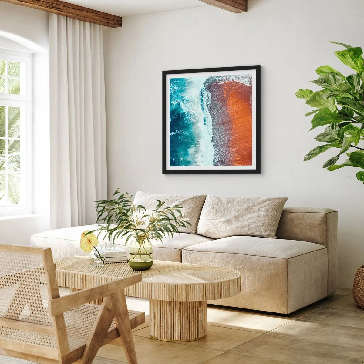 Poster in einem schwarzem Rahmen - Berührung des Ozeans - 50x50 cm