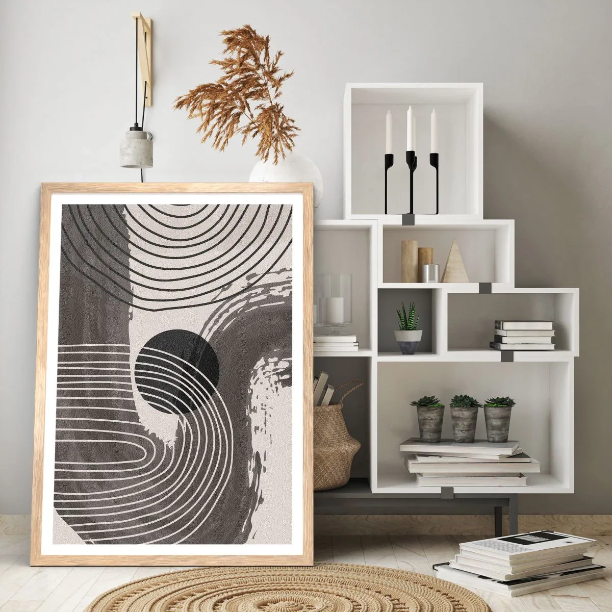 Poster in einem Rahmen aus heller Eiche - Oval gewinnt - 30x40 cm