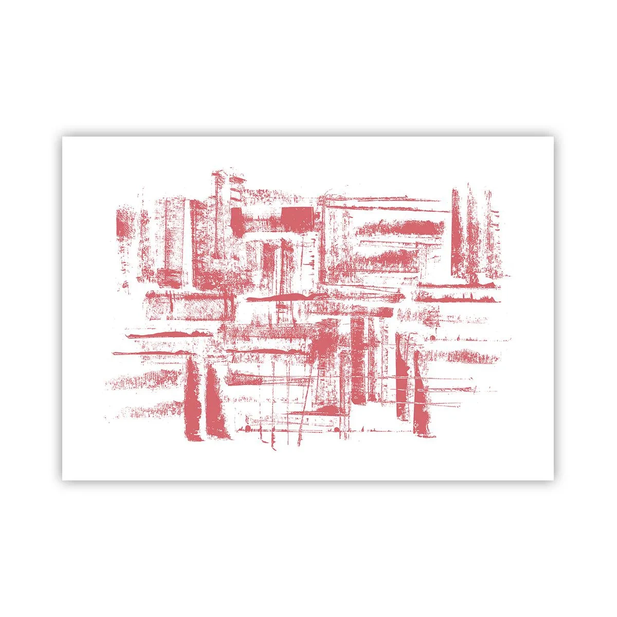 Poster - Abstrakte rosa Texturen auf weißem Hintergrund - 100x70cm - Die rote Stadt - Moderne Wanddekoration für Wohnzimmer und Schlafzimmer ARTTOR
