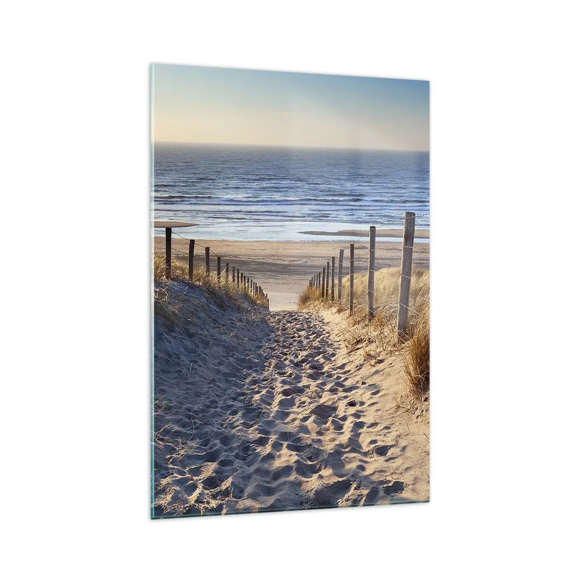 Glasbild - Bild auf glas - Weg durch die Dünen zum Strand - 70x100cm - Das Rauschen des Meeres, der Gesang der Vögel, ein wilder Strand im Gras ... - Moderne Wanddekoration für Wohnzimmer und Schlafzimmer ARTTOR
