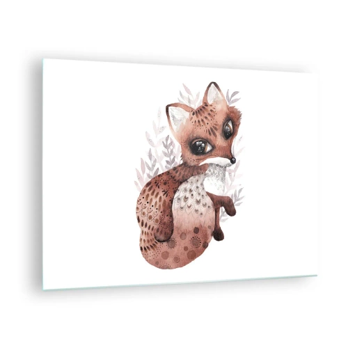 Glasbild - Bild auf glas - Ein süßer Aquarellfuchs auf weißem Hintergrund - 70x50cm - Einfach lieben - Moderne Wanddekoration für Wohnzimmer und Schlafzimmer ARTTOR