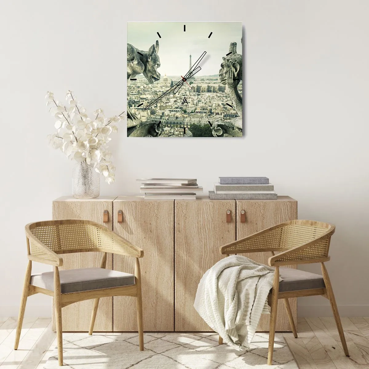 Wanduhr - Glasuhr - Pariser Plaudern - 30x30 cm