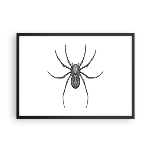 Poster in einem schwarzem Rahmen - Detail einer Spinne auf weißem Hintergrund im Cartoon-Stil - 70x50cm - Beunruhigende Präzision - Moderne Wanddekoration für Wohnzimmer und Schlafzimmer ARTTOR