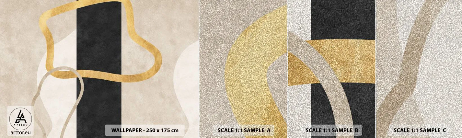 Fototapeten Muster Premium Sand - Schleifenformen - Art Deco, Minimalismus, Abstraktionismus - 100x30 cm