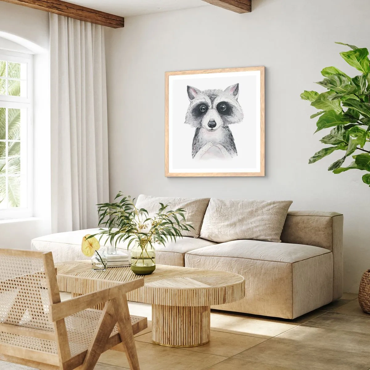 Poster in einem Rahmen aus heller Eiche - Ein Moment zum Bewegen - 60x60 cm