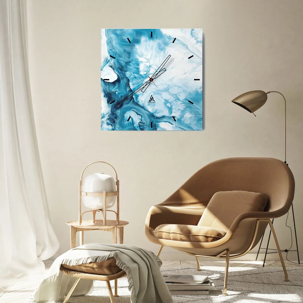 Wanduhr - Glasuhr - Blaues Konzert - 40x40 cm