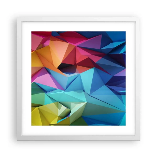 Poster in einem weißen Rahmen - Regenbogen-Origami - 40x40 cm
