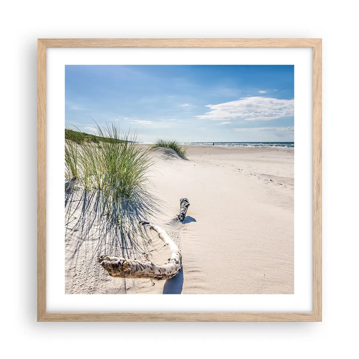 Poster in einem Rahmen aus heller Eiche - Der schönste Strand? Ostsee-Strand - 50x50 cm