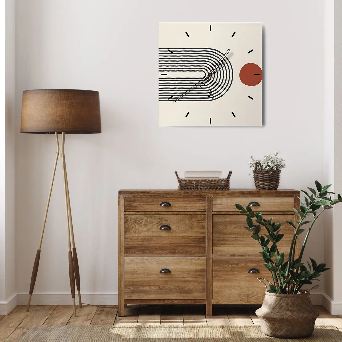 Wanduhr - Glasuhr - Magnetismus von Formen und Farben - 40x40 cm