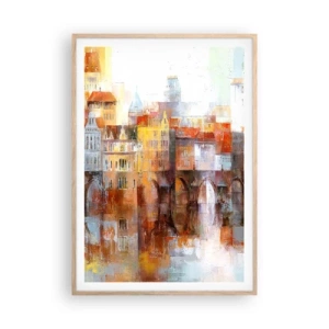 Poster in einem Rahmen aus heller Eiche - Schön ist es auch unter der Brücke - 70x100 cm