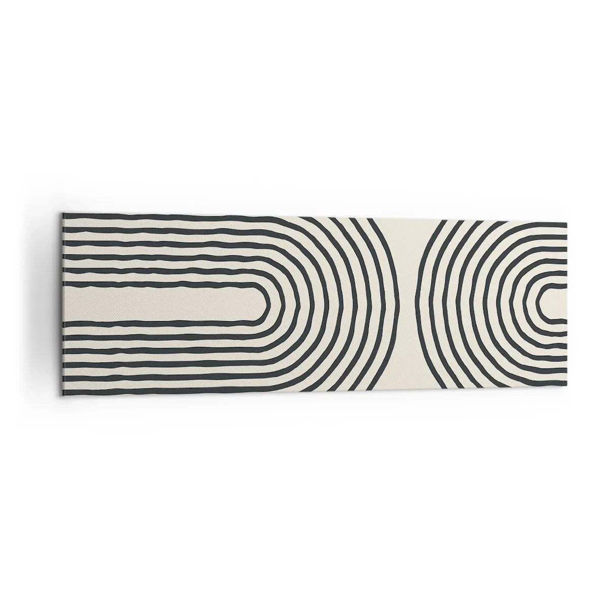 Bild auf Leinwand - Leinwandbild - Abstraktes geometrisches Muster mit symmetrischen Linien auf hellem Hintergrund - 160x50cm - In einem Moment ... - Moderne Wanddekoration für Wohnzimmer und Schlafzimmer ARTTOR
