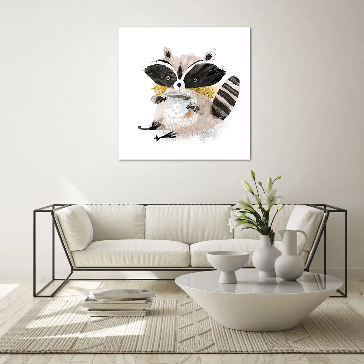 Glasbild - Bild auf glas - Mein Freund der Waschbär - 60x60 cm