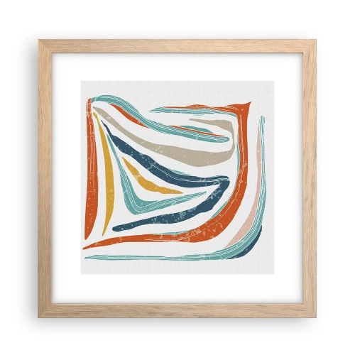 Poster in einem Rahmen aus heller Eiche - Abstraktion mit einem freundlichen Lächeln - 30x30 cm