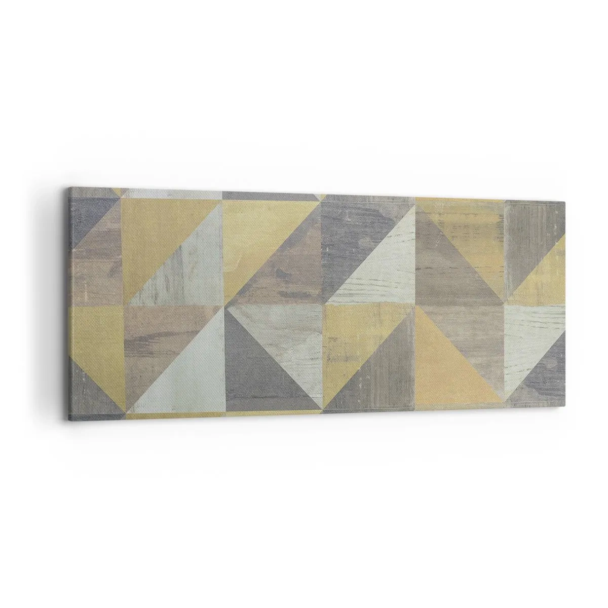 Bild auf Leinwand - Leinwandbild - Geometrische Komposition aus Dreiecken in erdigen Farbtönen - 120x50cm - Am Winkel des Dreiecks - Moderne Wanddekoration für Wohnzimmer und Schlafzimmer ARTTOR