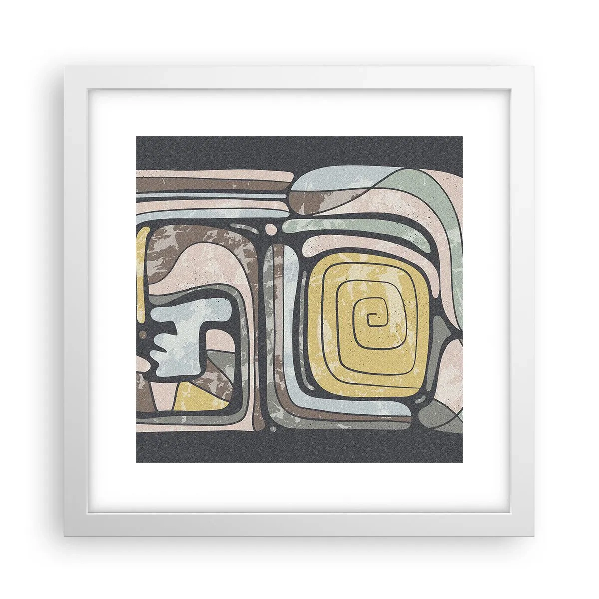 Poster in einem weißen Rahmen - Abstraktion im präkolumbianischen Geist - 30x30 cm