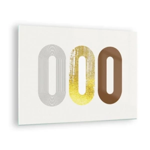 Glasbild - Bild auf glas - Moderne geometrische Grafiken in Gold und Bronze - 70x50cm - Oooh! - Moderne Wanddekoration für Wohnzimmer und Schlafzimmer ARTTOR