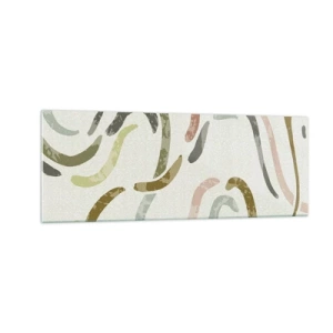 Glasbild - Bild auf glas - Abstrakte Bögen in Pastellfarben - 140x50cm - Fröhlicher Tanz der Abstraktion - Moderne Wanddekoration für Wohnzimmer und Schlafzimmer ARTTOR