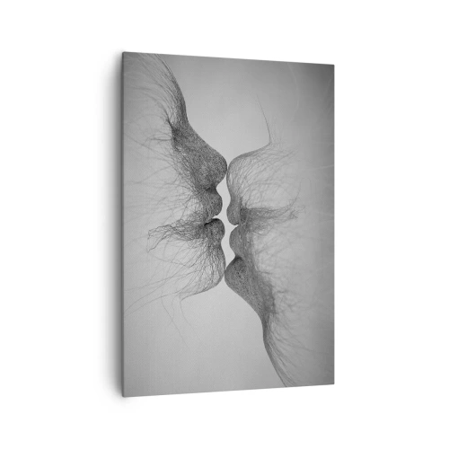 Bild auf Leinwand - Leinwandbild - Ein abstrakter Kuss in ätherischer Form - 70x100cm - Kuss des Windes - Moderne Wanddekoration für Wohnzimmer und Schlafzimmer ARTTOR