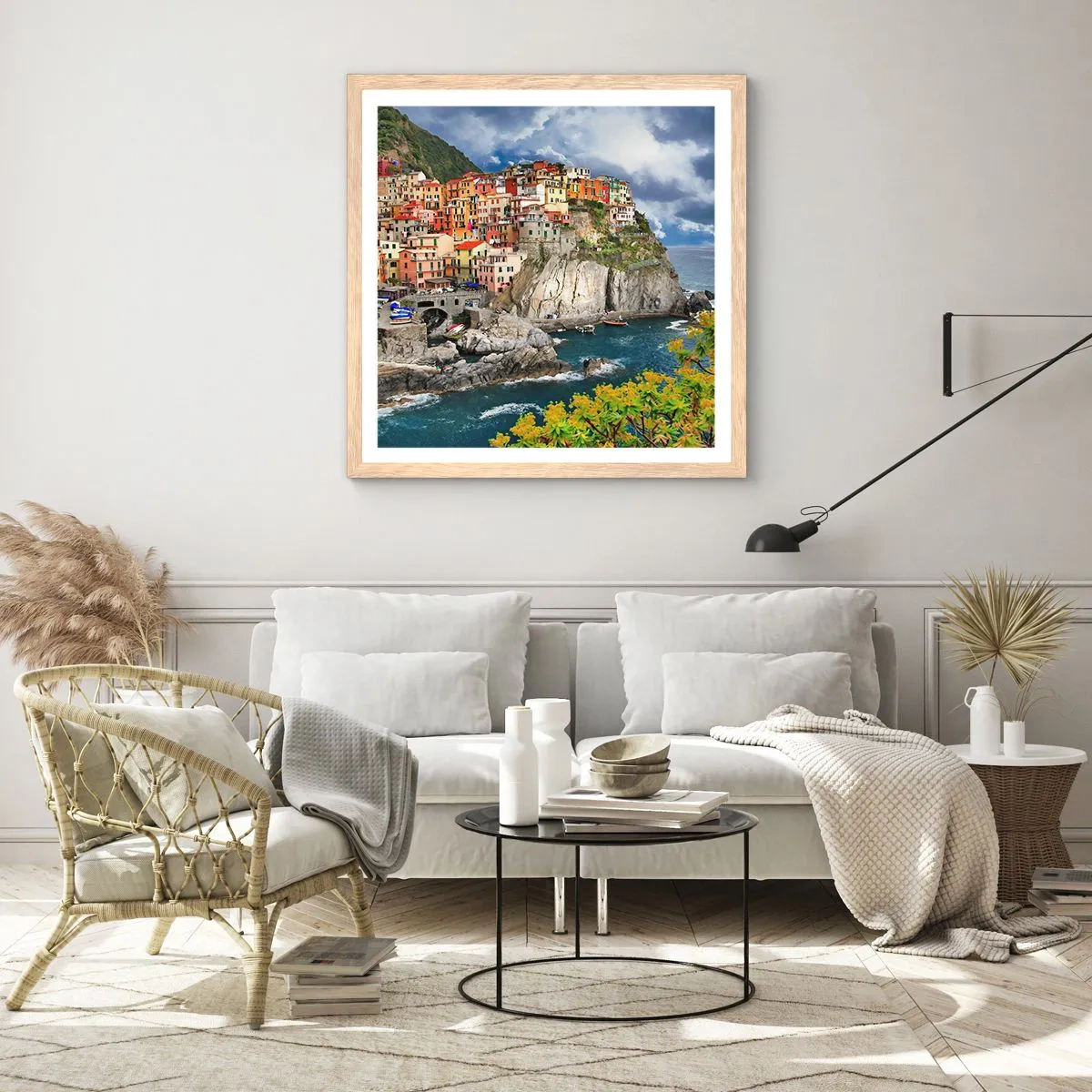 Poster in einem Rahmen aus heller Eiche - Eine Gruppe umarmt die Felsen - 50x50 cm