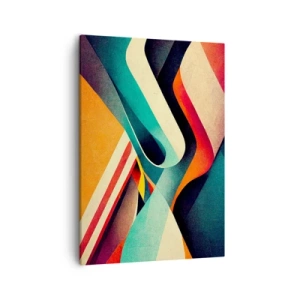 Bild auf Leinwand - Leinwandbild - Bunte abstrakte Wellen in einer dynamischen Komposition - 50x70cm - Intensive Komposition - Moderne Wanddekoration für Wohnzimmer und Schlafzimmer ARTTOR