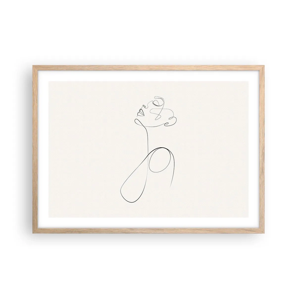 Poster in einem Rahmen aus heller Eiche - Versunken in Träumen - 70x50 cm