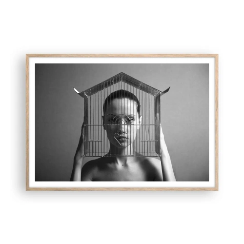 Poster in einem Rahmen aus heller Eiche - Ein leicht surreales Portrait - 100x70 cm