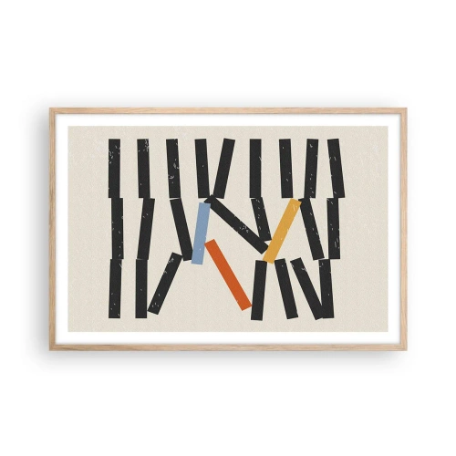 Poster in einem Rahmen aus heller Eiche - Domino – Komposition - 91x61 cm