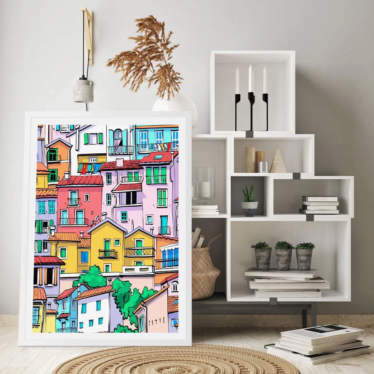 Poster in einem weißen Rahmen - Lustige Stadt - 30x40 cm