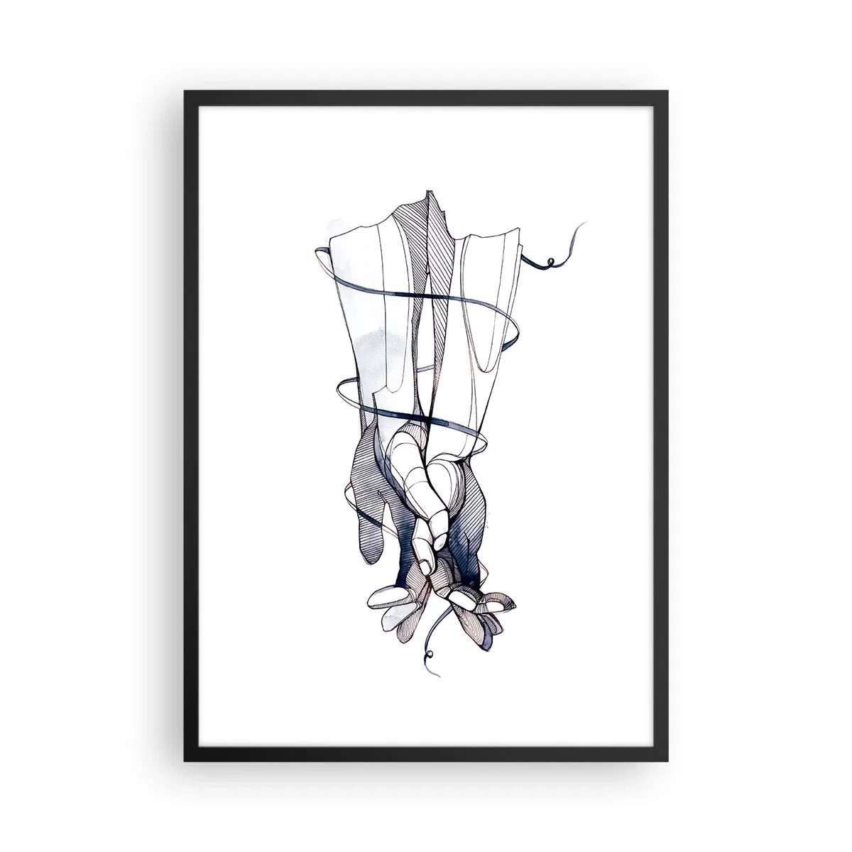 Poster in einem schwarzem Rahmen - Künstlerische Hände mit zarten Blumen und Linien - 50x70cm - Touch-Studie - Moderne Wanddekoration für Wohnzimmer und Schlafzimmer ARTTOR