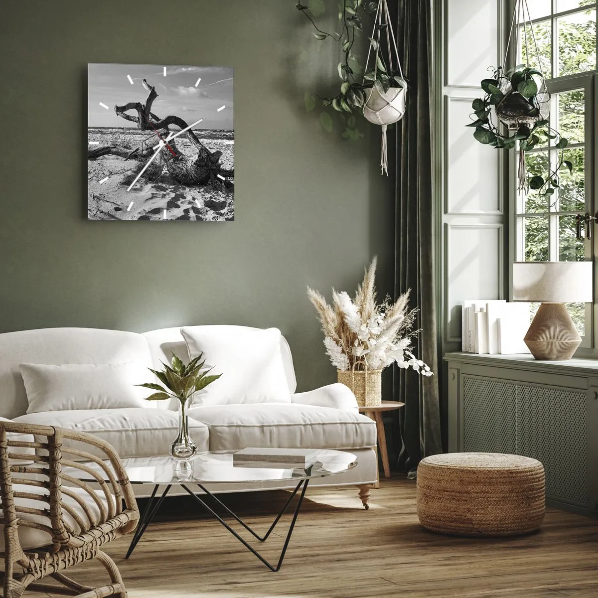 Wanduhr - Glasuhr - Meeresskulptur - 40x40 cm