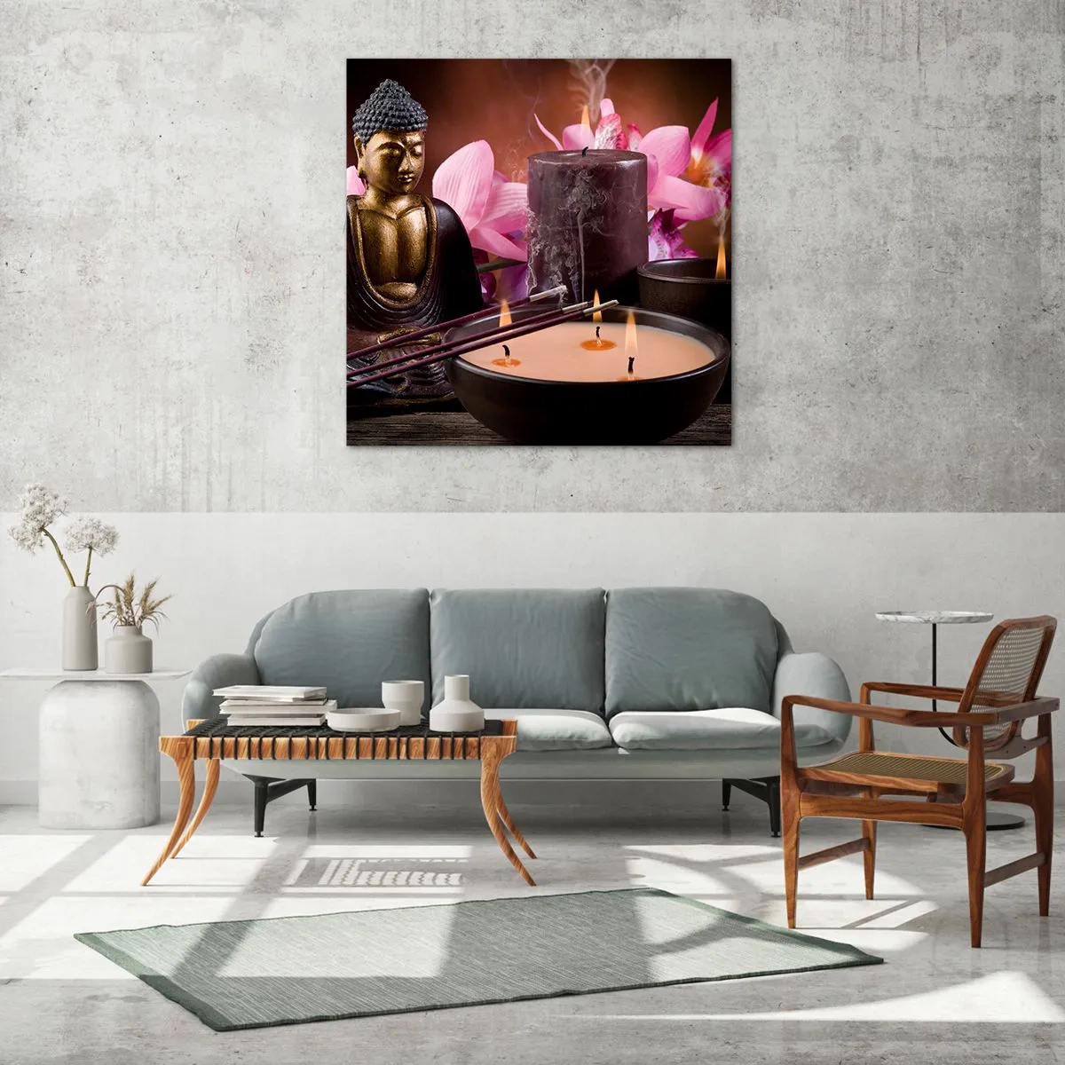 Glasbild - Bild auf glas - Den Geist frei machen, den Körper beruhigen - 40x40 cm