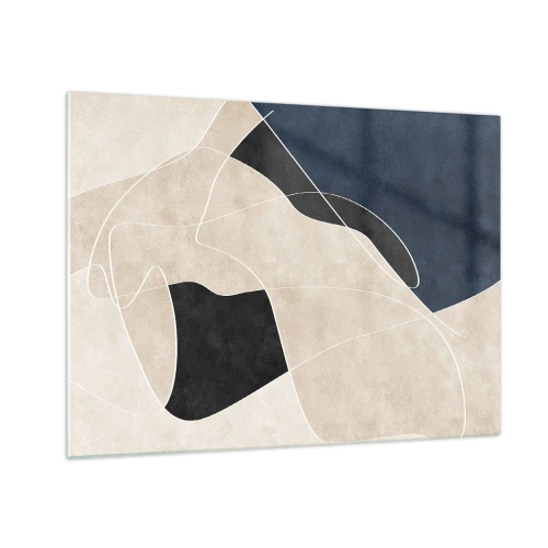 Glasbild - Bild auf glas - Moderne Abstraktion mit kontrastierenden Formen und Linien - 70x50cm - Abstrakte Komposition – Farbkontrast - Moderne Wanddekoration für Wohnzimmer und Schlafzimmer ARTTOR