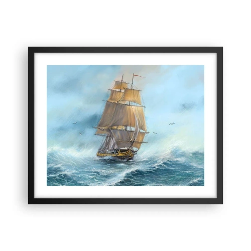 Poster in einem schwarzem Rahmen - Über die Wellen gleiten - 50x40 cm