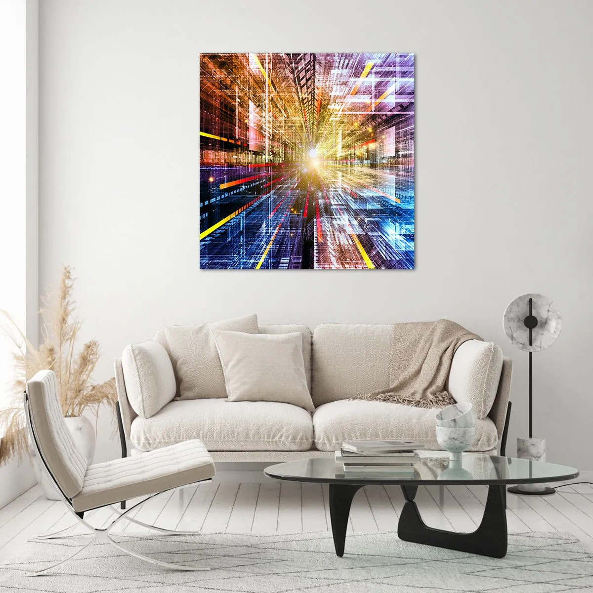 Glasbild - Bild auf glas - Leuchtender Korridor - 50x50 cm