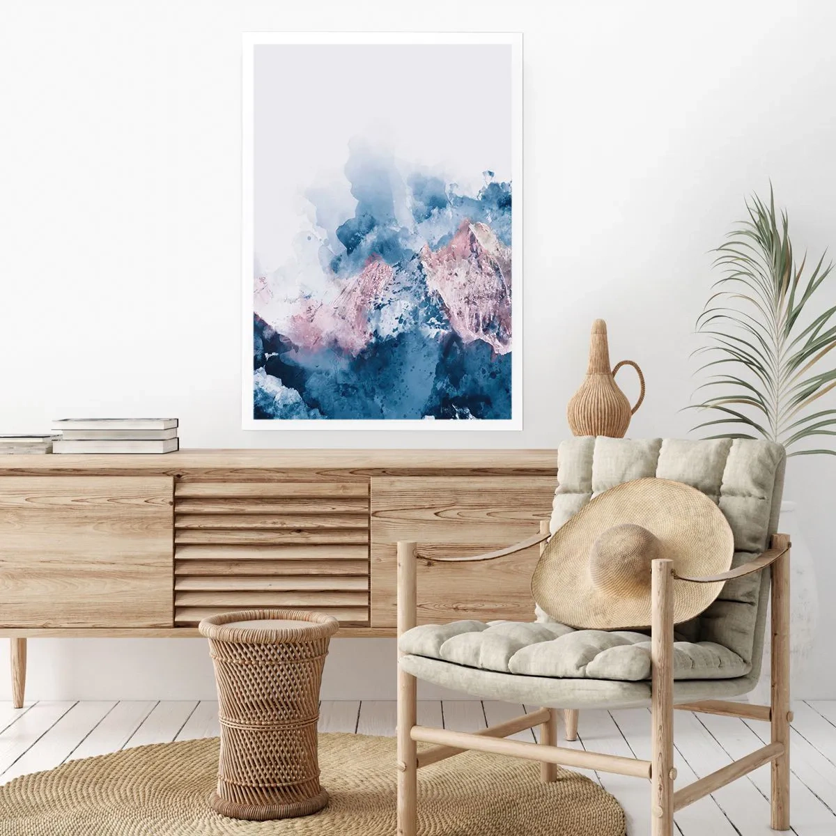 Poster - Abstrakte Berge in Blautönen - 50x70cm - Das sind die Spitzen! - Moderne Wanddekoration für Wohnzimmer und Schlafzimmer ARTTOR
