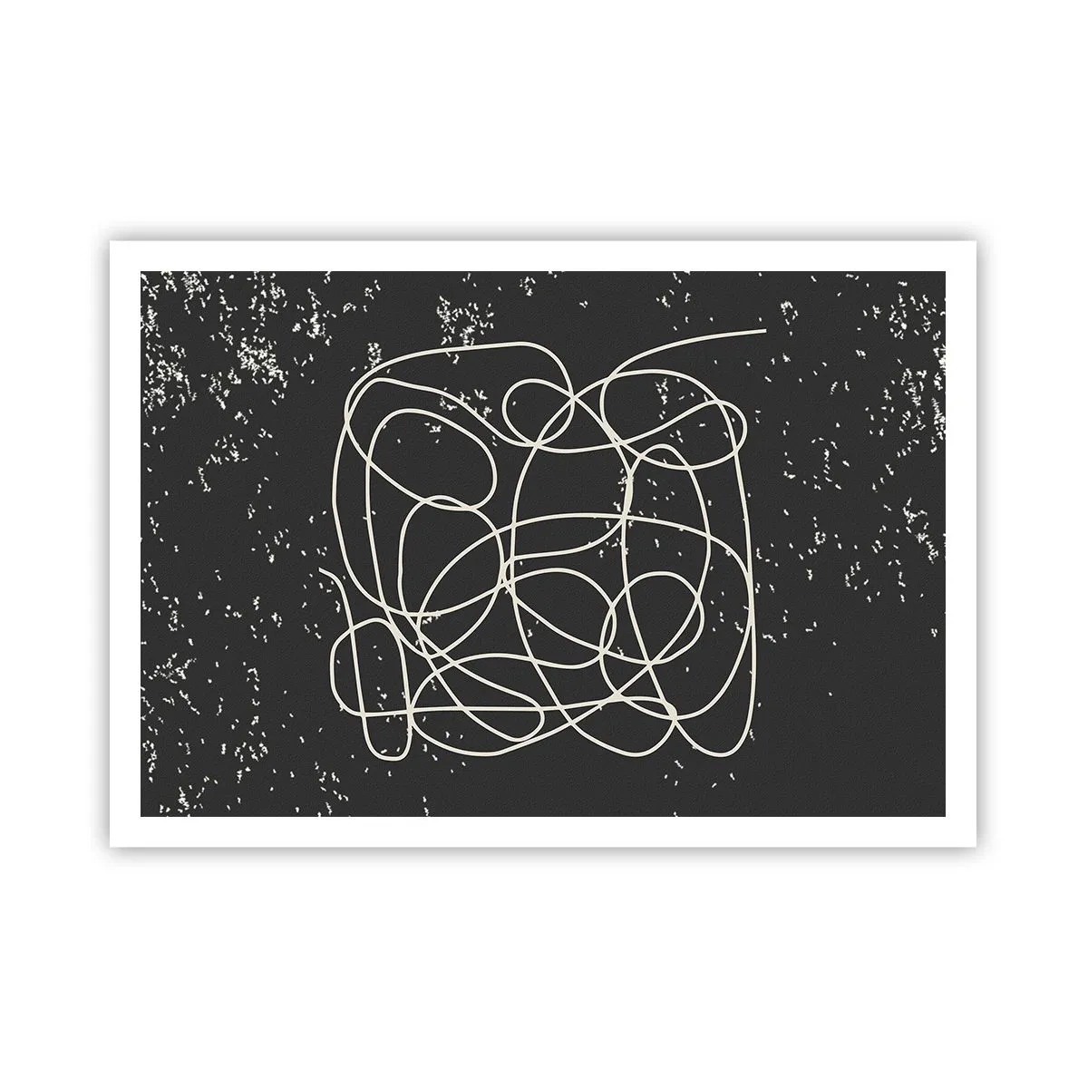 Poster - Abstrakte Linie auf schwarzem Hintergrund mit feinen Details - 100x70cm - Wandernde, umherschweifende Gedanken - Moderne Wanddekoration für Wohnzimmer und Schlafzimmer ARTTOR